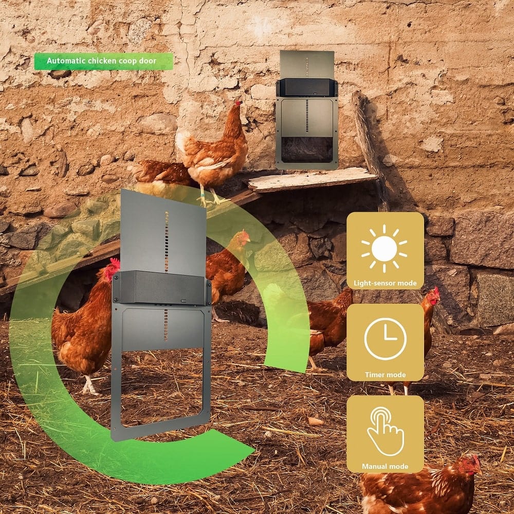 My Pet Chicken Automatic Chicken Doors Farmight Automatic Chicken Coop Door, Aluminum