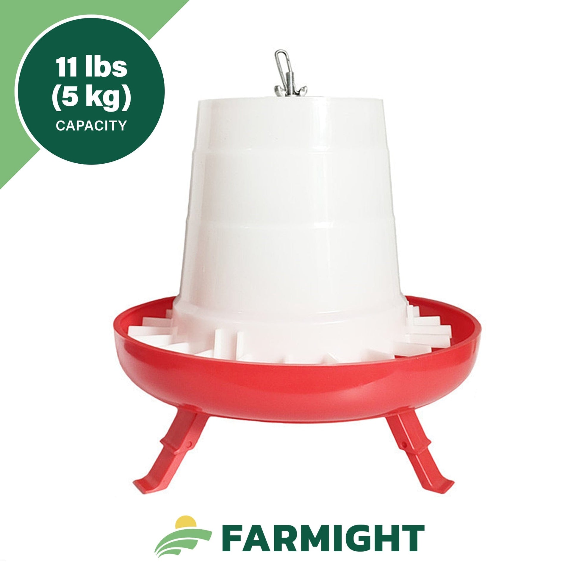 My Pet Chicken CHICKEN SUPPLIES 11 LB Farmight Open Top Hanging Feeder with Legs, 2 colors, 3 sizes