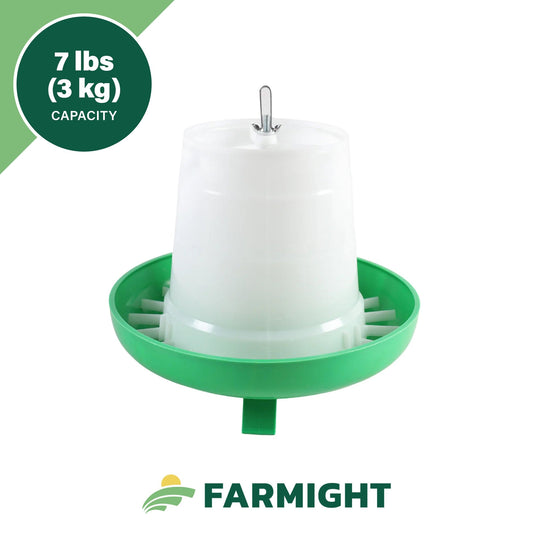 My Pet Chicken CHICKEN SUPPLIES 7 LB Farmight Open Top Hanging Feeder with Legs, 2 colors, 3 sizes