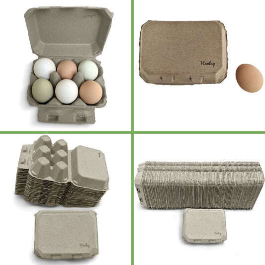 My Pet Chicken Egg Cartons Tan Egg Cartons / 20 Cartons Half Dozen Egg Cartons - Henlay Blank Flat Top, Six Pack, 2 colors, 20 or 100