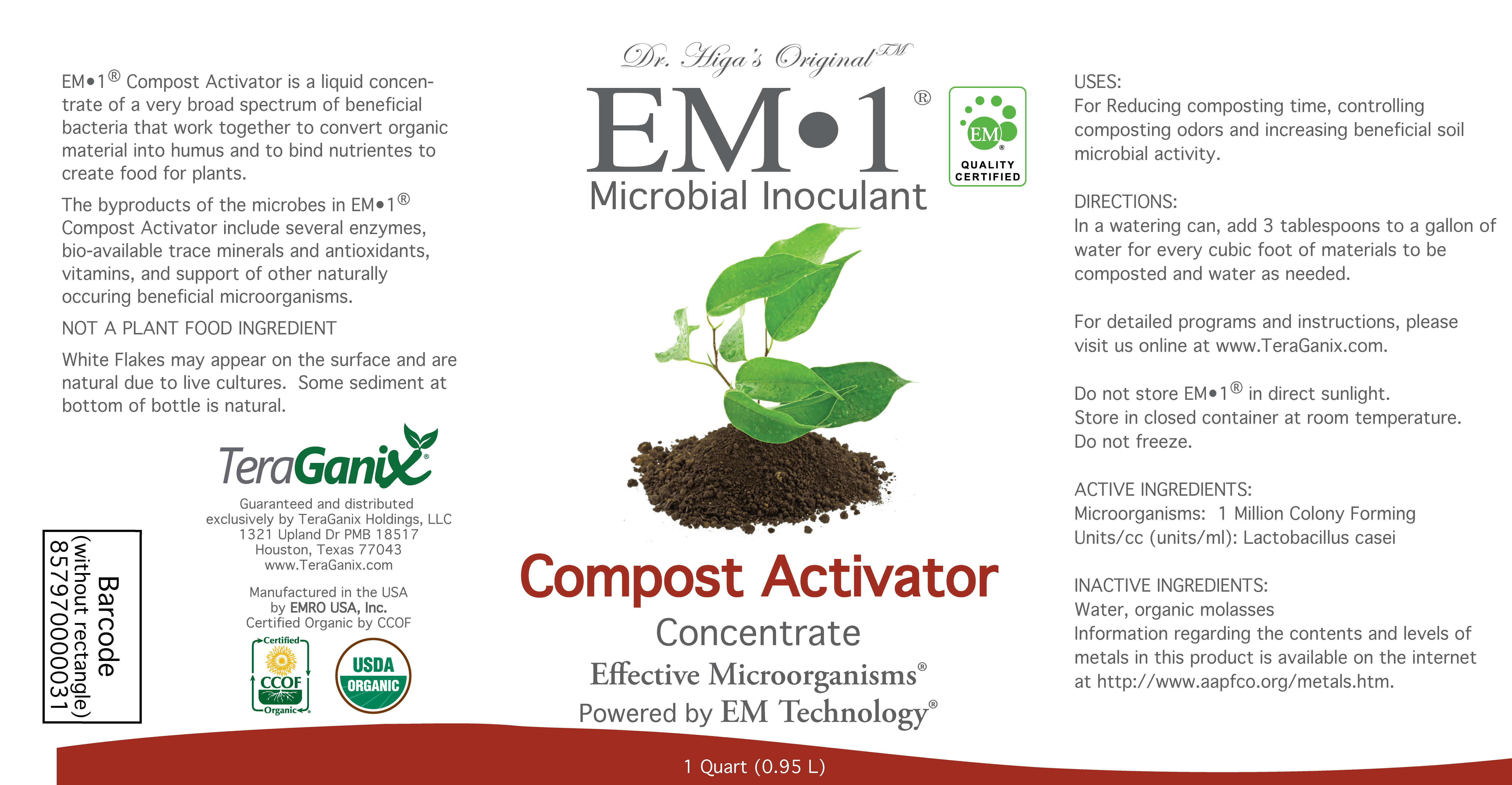 TeraGanix Compost Activator EM-1 Compost Starter, Concentrate