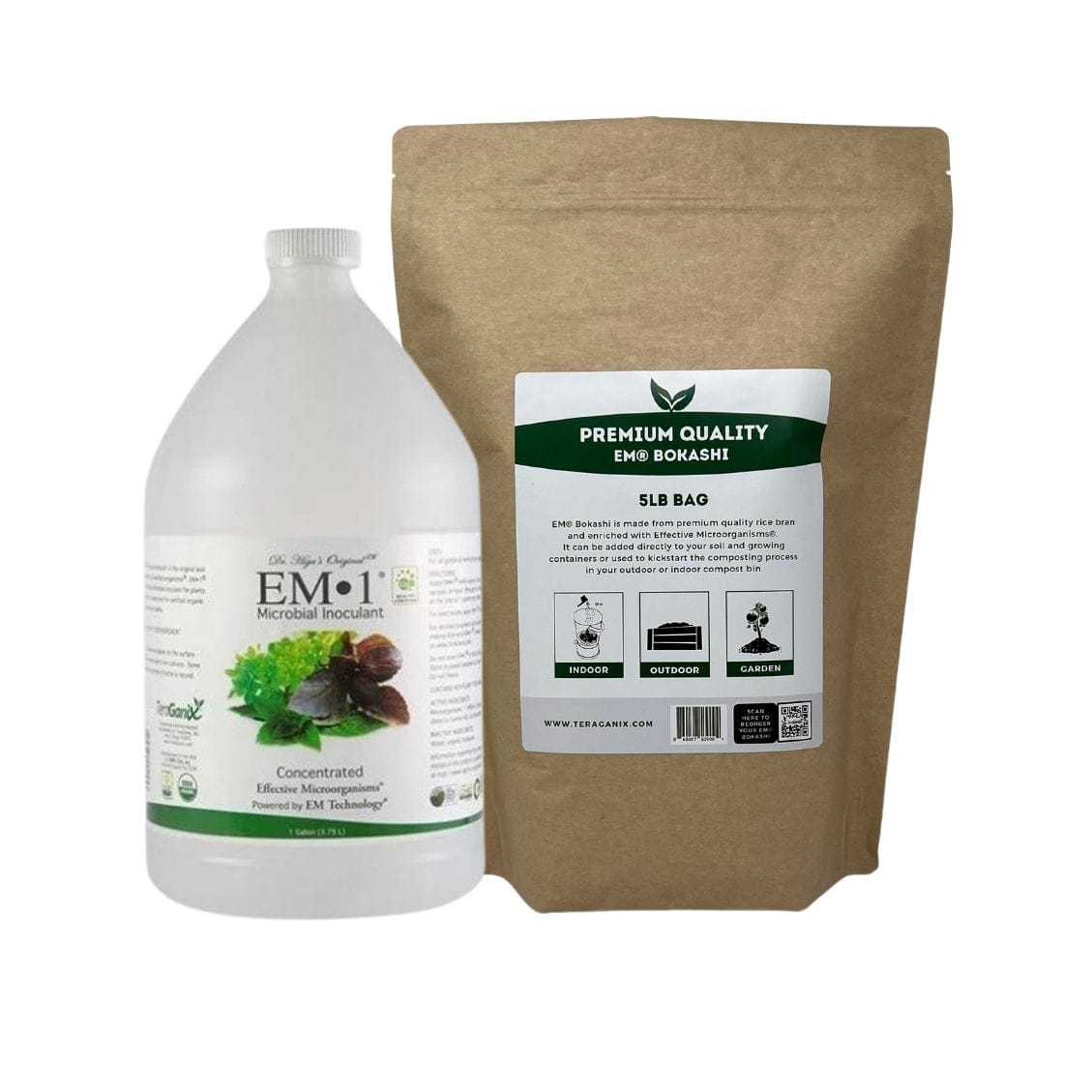 TeraGanix Gardening 1 Gallon Bottle EM-1® + 5 lb Bag EM® Premium Bokashi Dynamic Garden Duo EM