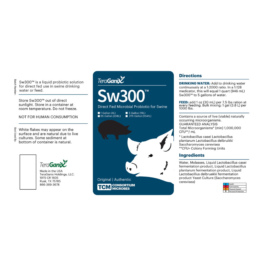 TeraGanix SW300™: Elevate Swine Gut Health with Liquid Probiotics